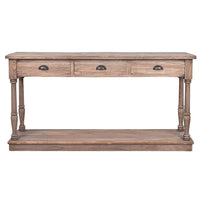 Augustus Farmhouse 3 Drawer Hall Table-Dovetailed & Doublestitched